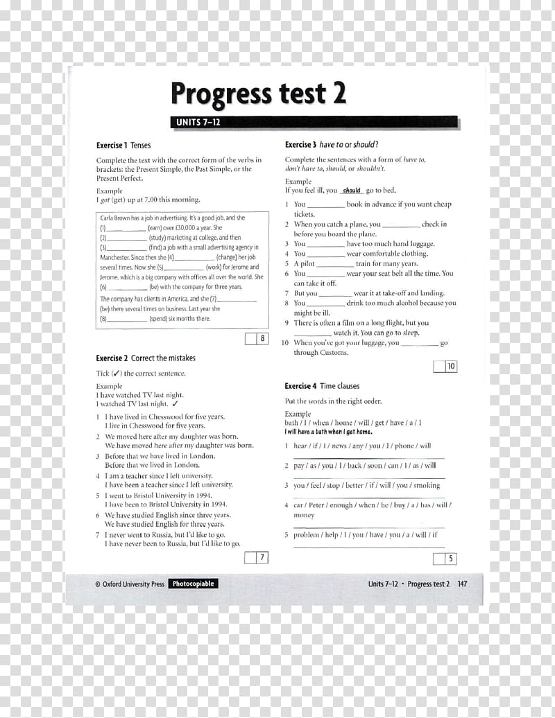 Unit Test Booklet Progress testing Document, English File. New Editon. Pre, Intermediate. Teach transparent background PNG clipart