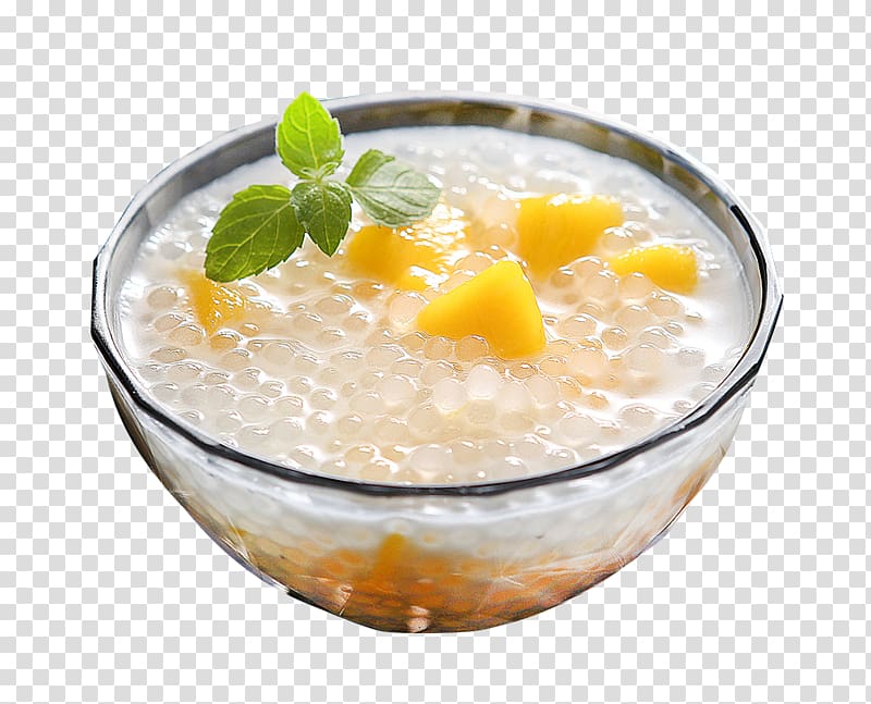 Sago soup Coconut milk Breakfast Mango, Mango coconut sago transparent background PNG clipart