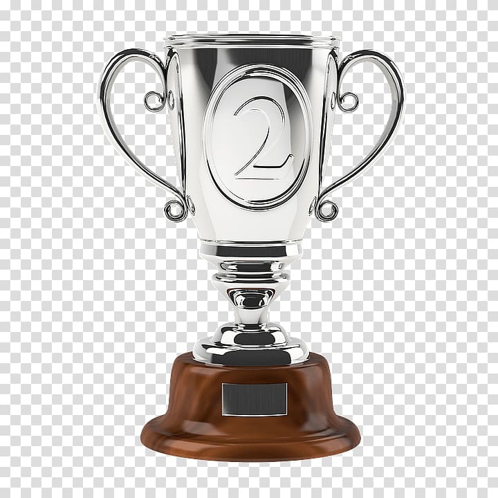 silver trophy illustration, Silver Cup Second Two transparent background PNG clipart