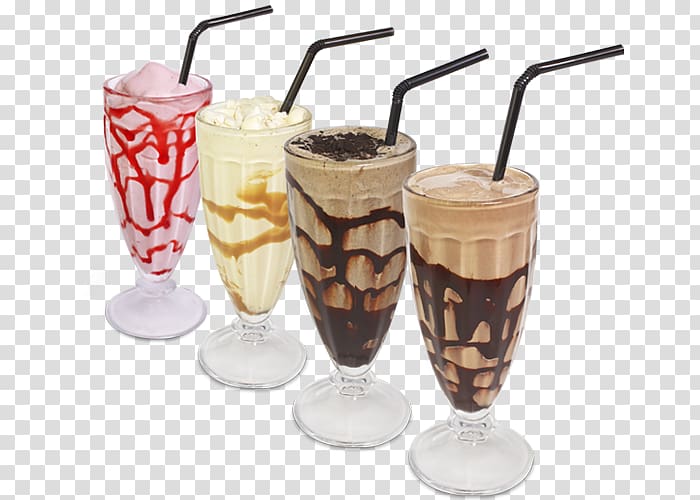 four parfait glasses illustration, Ice cream Milkshake Juice Cocktail Smoothie, Milkshake transparent background PNG clipart