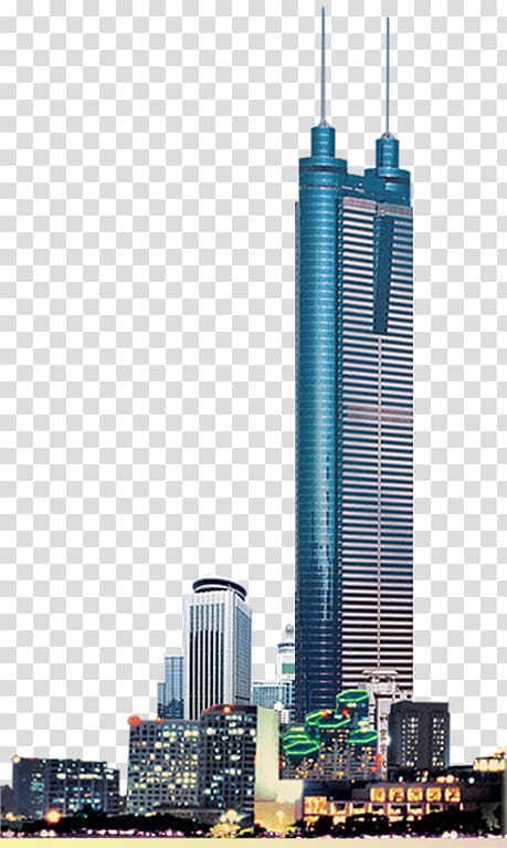 Blue and white high-rise building illustration, Skyscraper High-rise