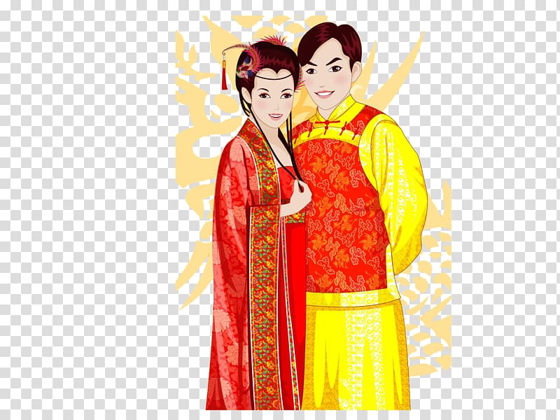 Wedding Chinese marriage Bridegroom, Hand-painted vintage wedding transparent background PNG clipart