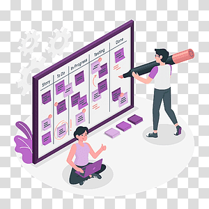 illustration, Scrum board, process, teamwork, work, management, organize, planning, project, task, backlog, agile method transparent background PNG clipart thumbnail