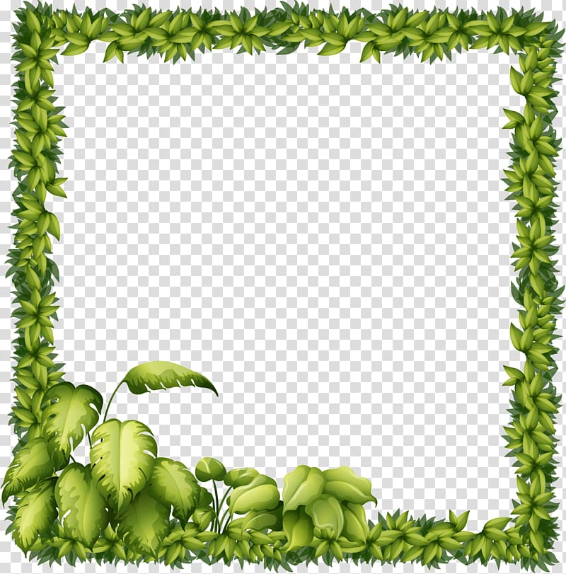 green grass frame illustration, frame Illustration, hand-painted leaves border transparent background PNG clipart