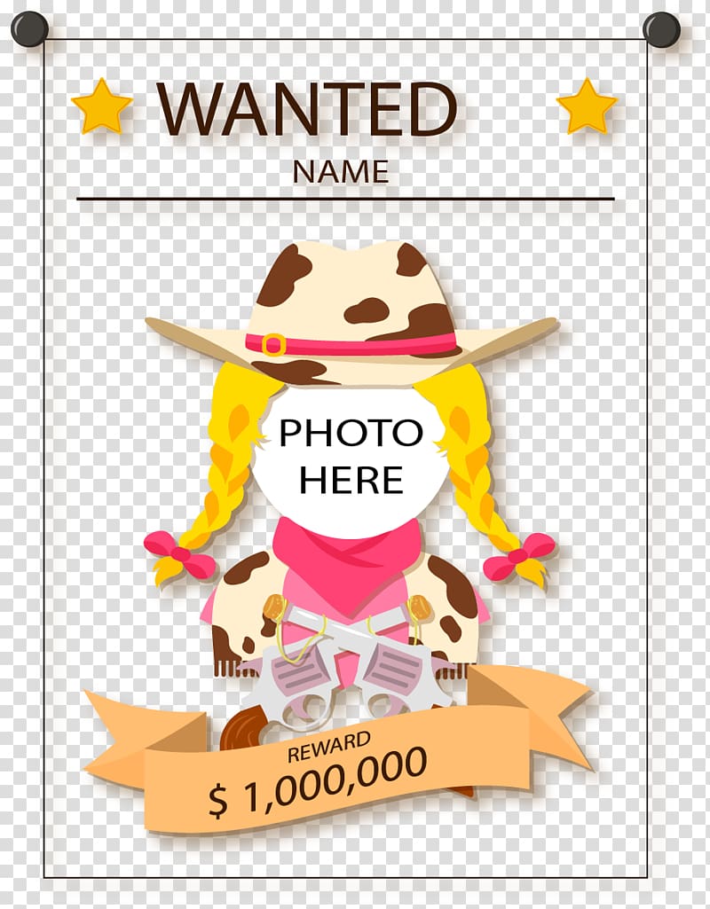 Wanted poster Arrest Warrant, Handsome cool cowgirl arrest warrant transparent background PNG clipart