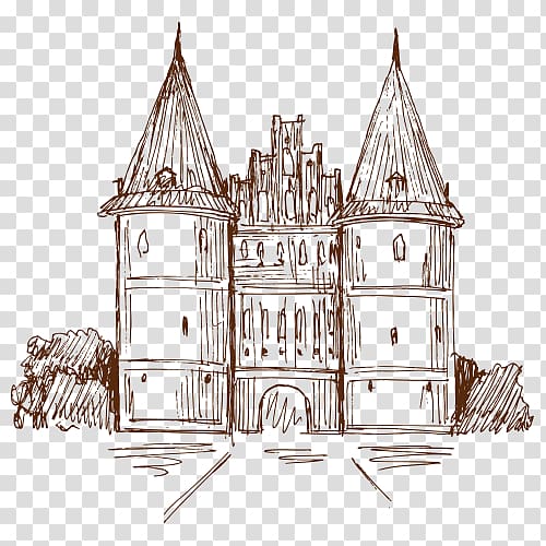 Europe Castle, Hand-painted castle transparent background PNG clipart