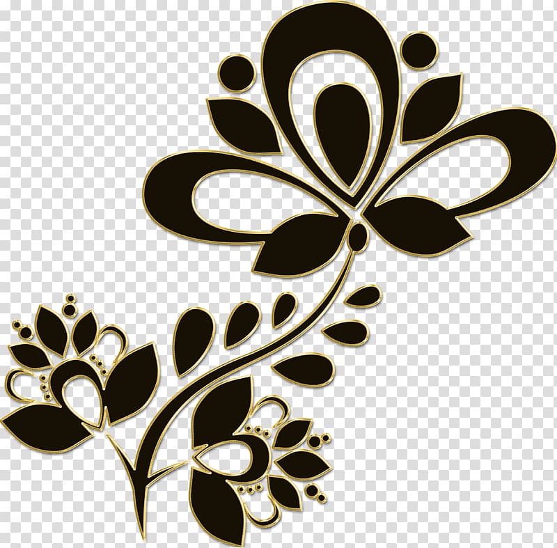 Black and white Monochrome Monochrome painting , golden flower transparent background PNG clipart