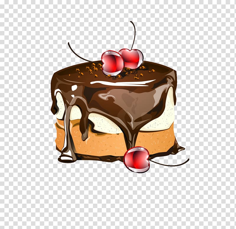 Ice cream Chocolate cake Black Forest gateau Birthday cake, Cherry chocolate cake pattern transparent background PNG clipart