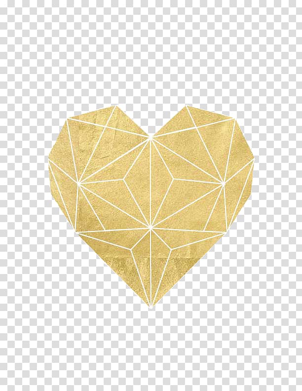 Geometry Gold Heart Printing, gold transparent background PNG clipart