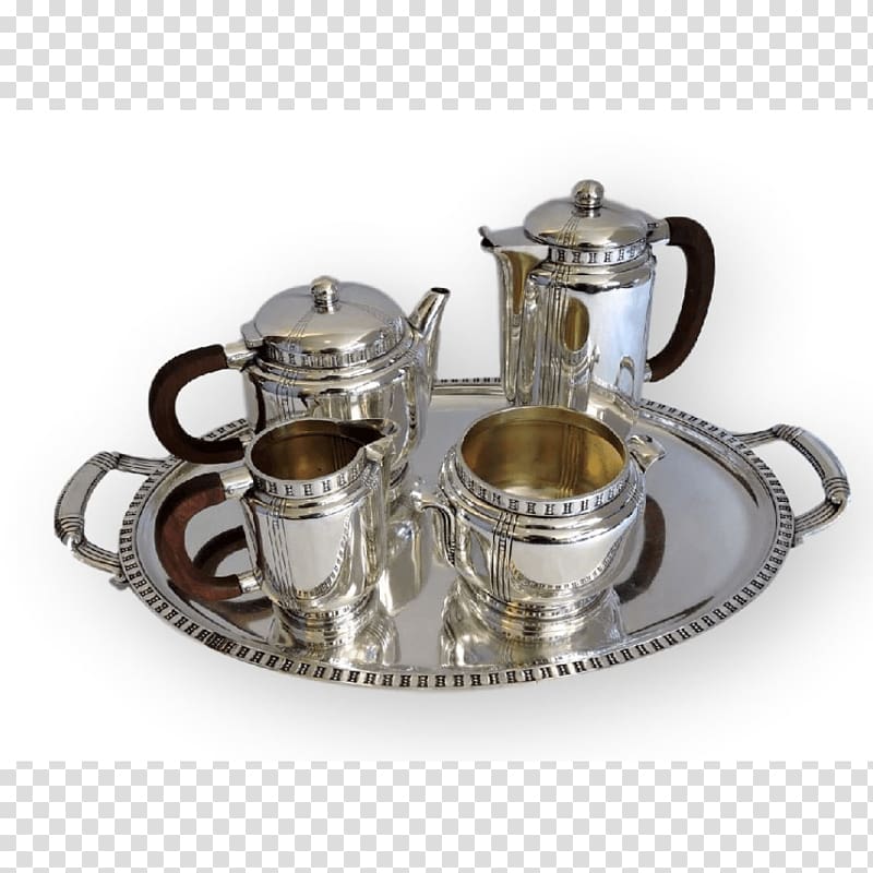 Sterling silver Tea set Tray Plating, silver transparent background PNG clipart