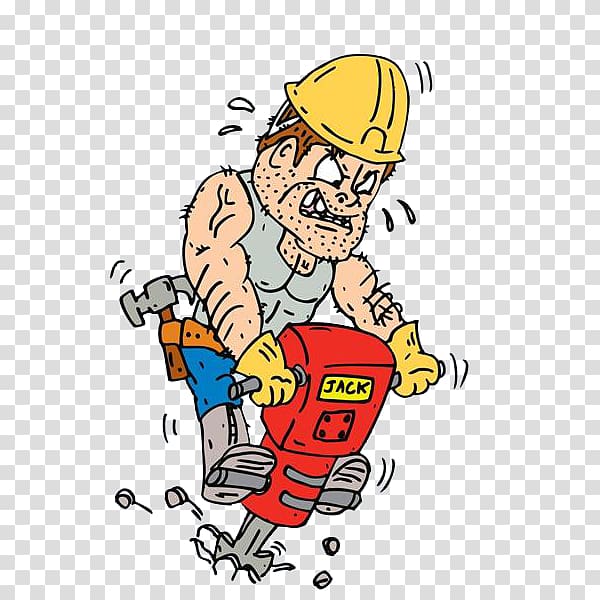 Jackhammer Construction worker Illustration, civil Engineering transparent background PNG clipart
