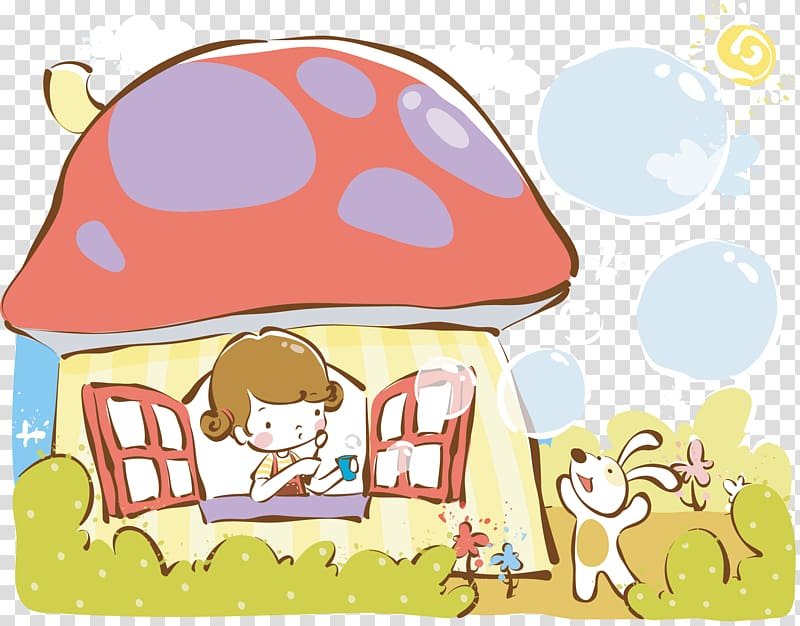 Cartoon Model sheet Illustration, Mushroom house transparent background PNG clipart