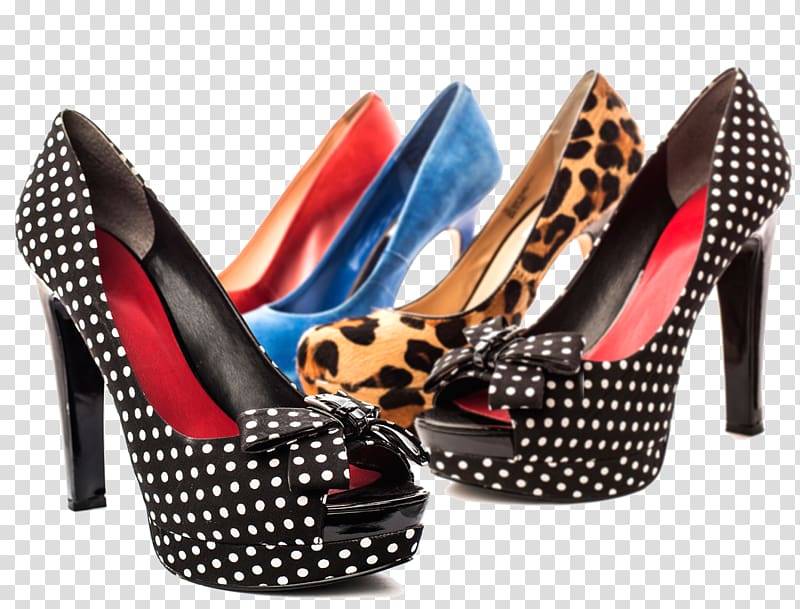 Polka dot High-heeled footwear Court shoe , Ladies high heels transparent background PNG clipart