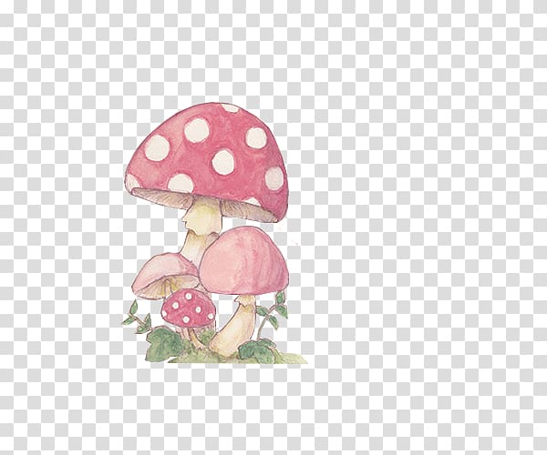 Mushroom , Hand colored umbrella mushroom pattern transparent background PNG clipart