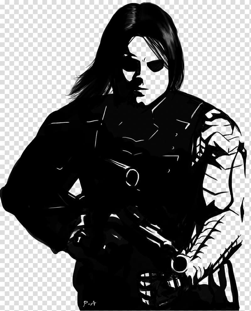 Bucky Barnes Captain America: The Winter Soldier Jack Kirby, shading black transparent background PNG clipart