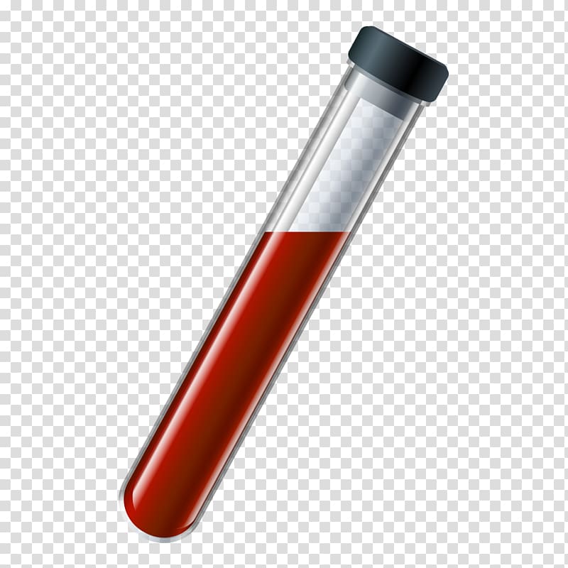 half-full red liquid container, Test tube Blood test Chemistry, blood test transparent background PNG clipart