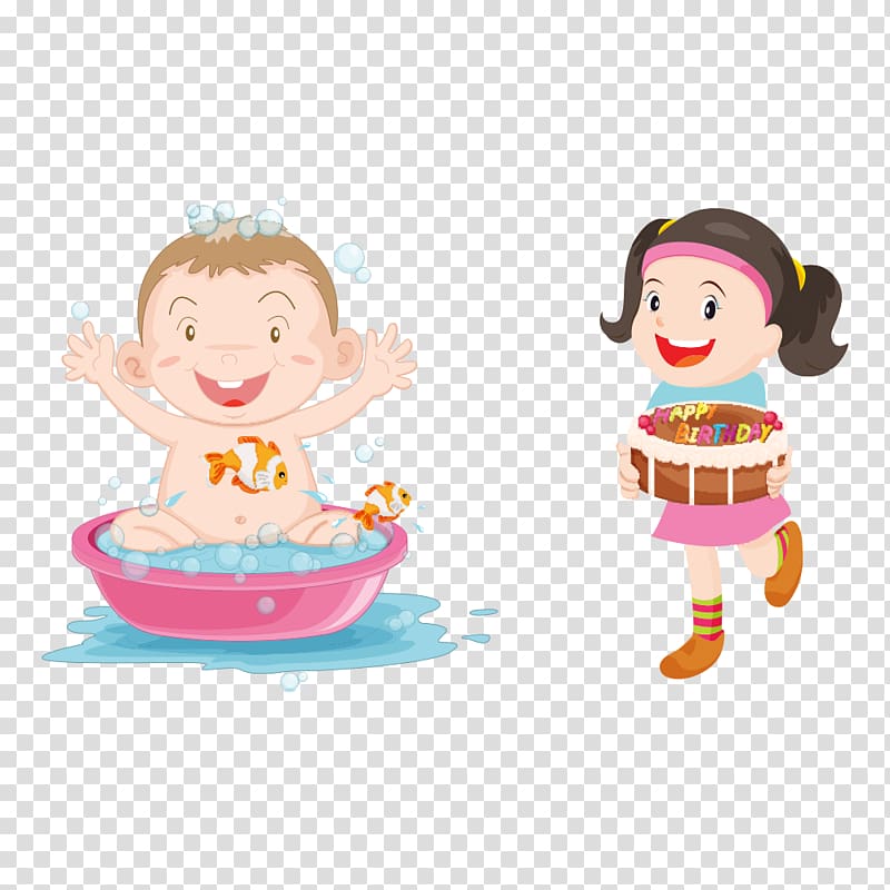 Bathing Boy Illustration, Cartoon characters transparent background PNG clipart