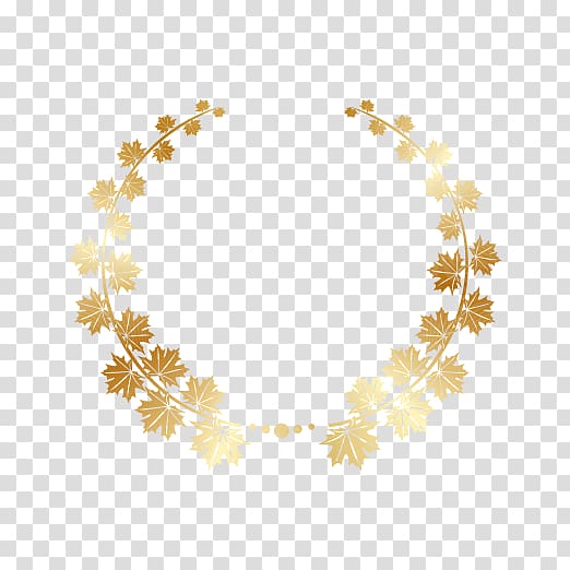 gold leaves , Gold Maple Leaf wreath ring transparent background PNG clipart