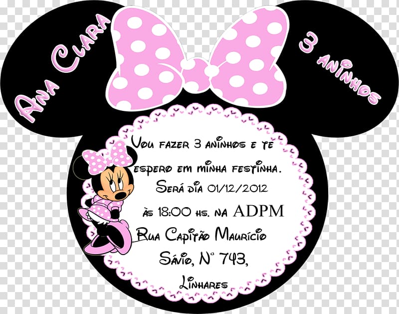 Party Convite Provence Fest Minnie Mouse Happy Fest, party transparent background PNG clipart