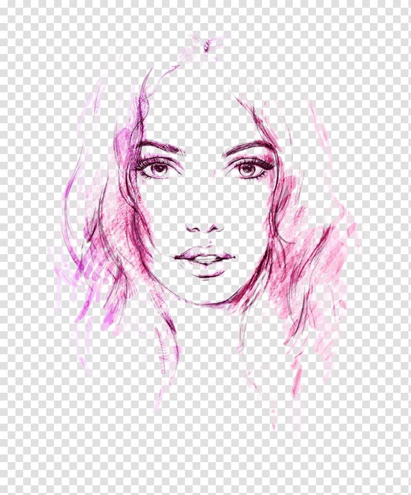 woman's face artwork graphic art, Watercolor painting Art Illustration, Flirty watercolor transparent background PNG clipart