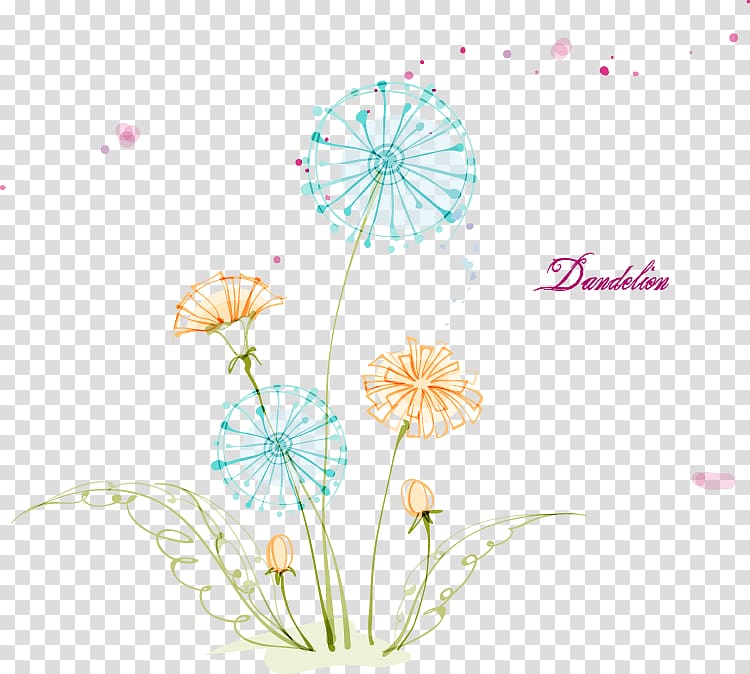 Drawing Watercolor painting Colored pencil Illustration, Flying Dandelion Creative transparent background PNG clipart