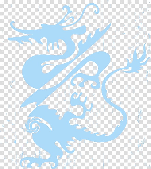 Chinese dragon , Blue border border background dragon transparent background PNG clipart