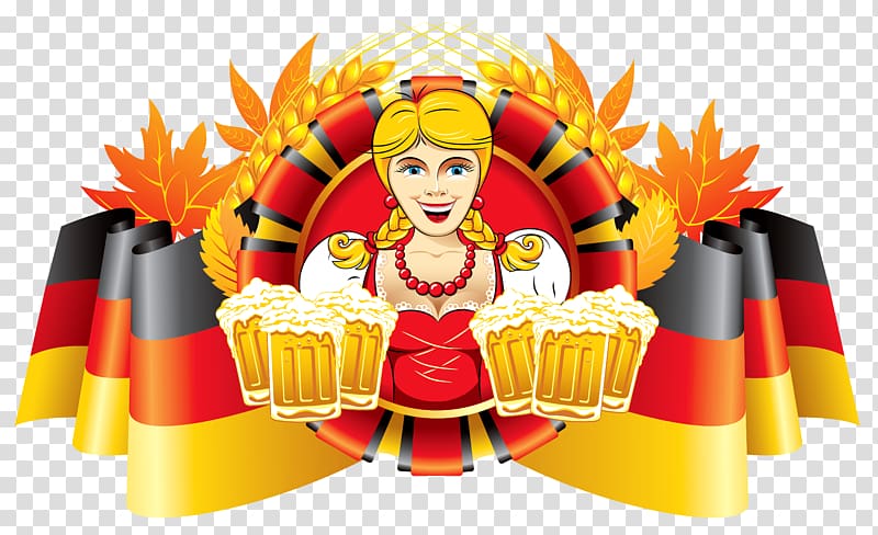 beer fest logo, Oktoberfest Wheat beer German cuisine, Oktoberfest Decor German Flag and Girl with Beer transparent background PNG clipart