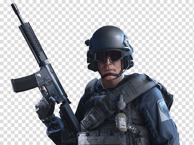 man holding rifle and wearing vest illustration, Battlefield Hardline Soldier transparent background PNG clipart