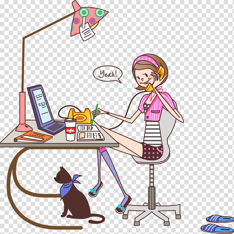 Cartoon Woman, programmer transparent background PNG clipart