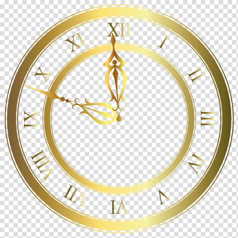 gold analog wall clock illustration, Clock face Alarm Clocks , Gold Clock transparent background PNG clipart