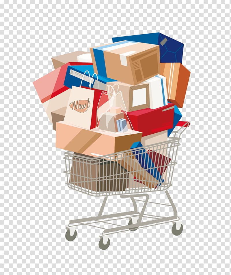 shopping cart of boxes , Online shopping Shopping cart E-commerce Service, Simple Shopping Cart Design transparent background PNG clipart