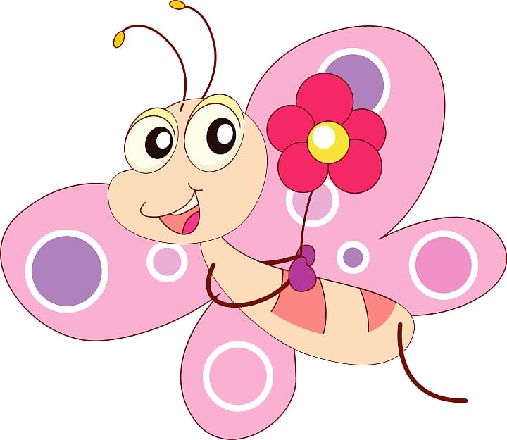 Butterfly Cartoon , Cartoon Flower transparent background PNG clipart