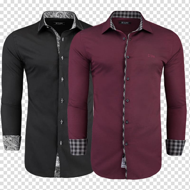 Dress shirt Clothing Black Maroon, shop goods transparent background PNG clipart