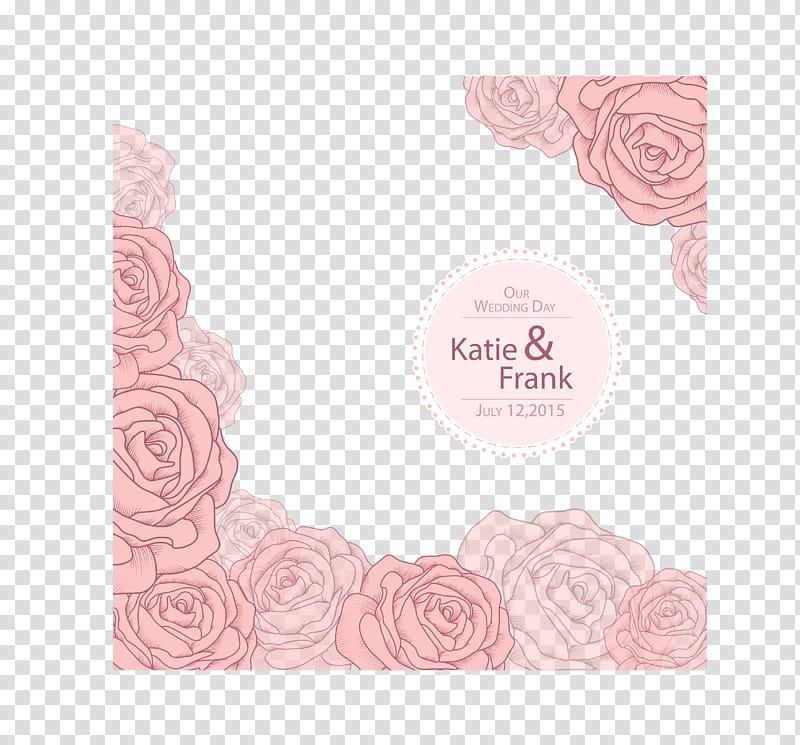 Katie & Frank logo, Wedding Pattern, pink roses wedding invitations creative transparent background PNG clipart
