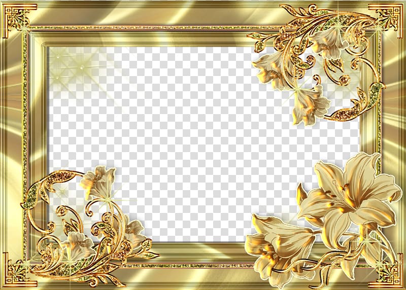 frame, Gold Flower Frame transparent background PNG clipart