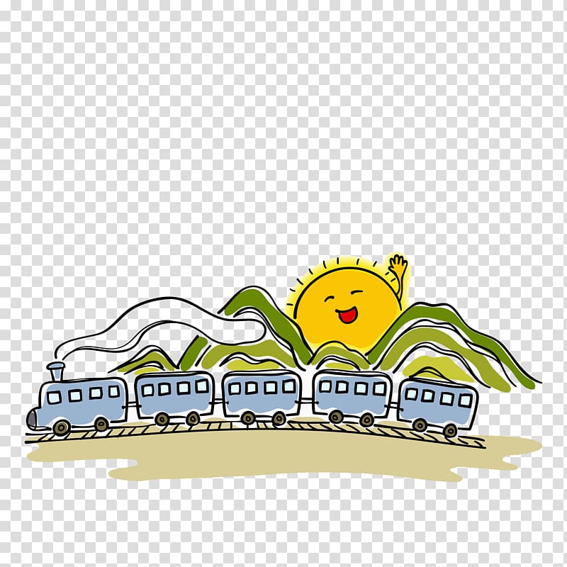 Cartoon Illustration, Blue Train transparent background PNG clipart