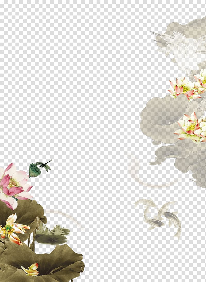 China Chinese painting u5c0fu8aaa, Chinese ink painting lotus material transparent background PNG clipart