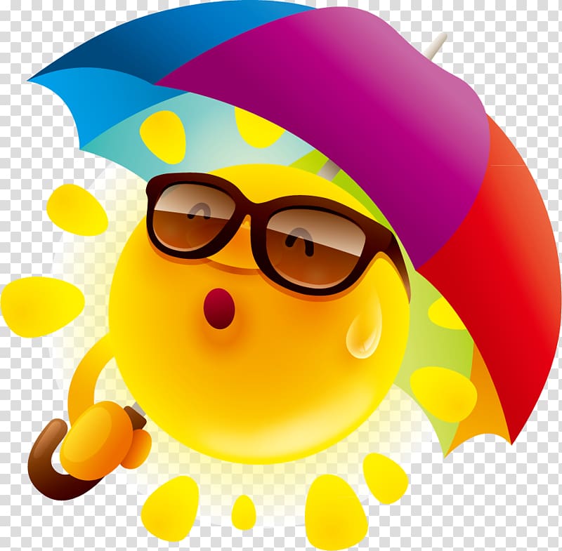 emoji holding umbrella illustration, Cartoon Umbrella , Cute cartoon sun design material transparent background PNG clipart