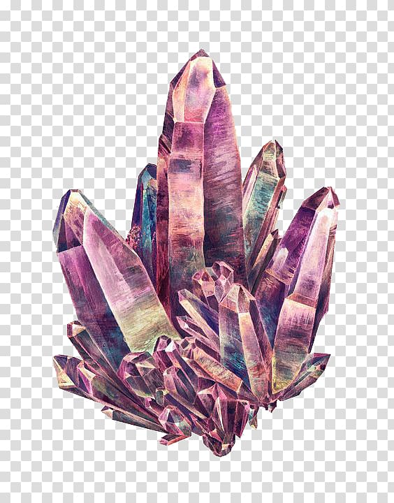 purple gemstone illustration, Watercolor painting Crystal Mineral Rock, Diamond decoration transparent background PNG clipart