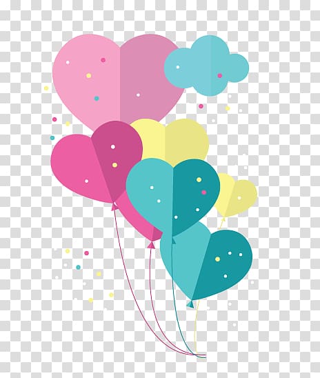 of pink, yellow, and teal balloons, Euclidean Toy balloon Icon, Celebrate balloons transparent background PNG clipart