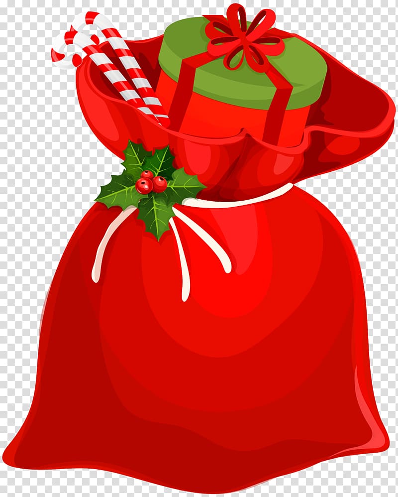 Red and white Christmas sack illustration, Santa Claus Bag transparent  background PNG clipart | HiClipart
