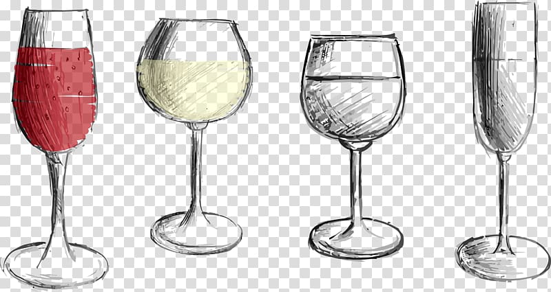 Red Wine Glass, Hand-painted wine glasses transparent background PNG clipart