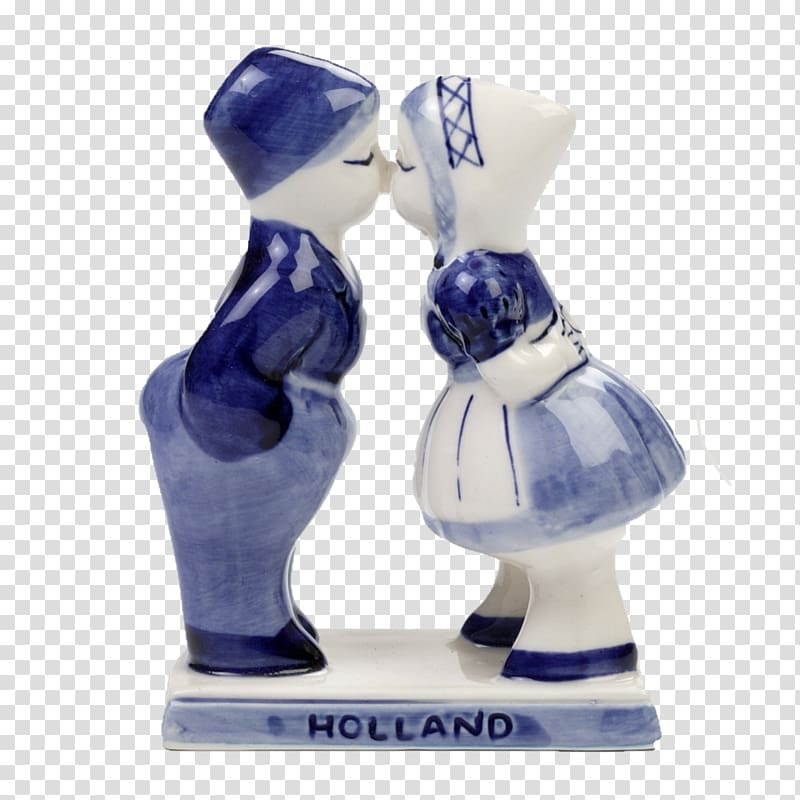 Delftware Dutch language Souvenir Figurine Porcelain, Kiss couple transparent background PNG clipart
