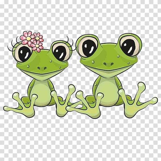 two green frogs illustrations, Frog Lithobates clamitans, Frog cartoon couple transparent background PNG clipart