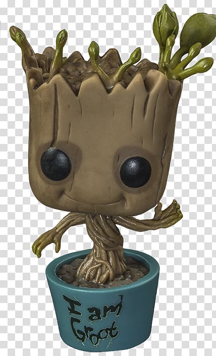 waving Groot on pot illustration, Baby Groot Rocket Raccoon Funko Action & Toy Figures, I am groot transparent background PNG clipart