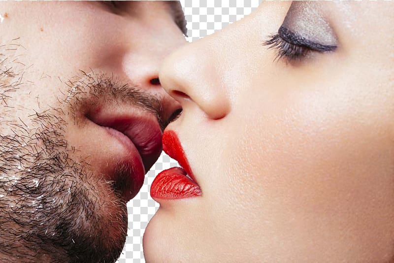 Kiss Lip Intimate relationship, Fashionable men and women kissing transparent background PNG clipart