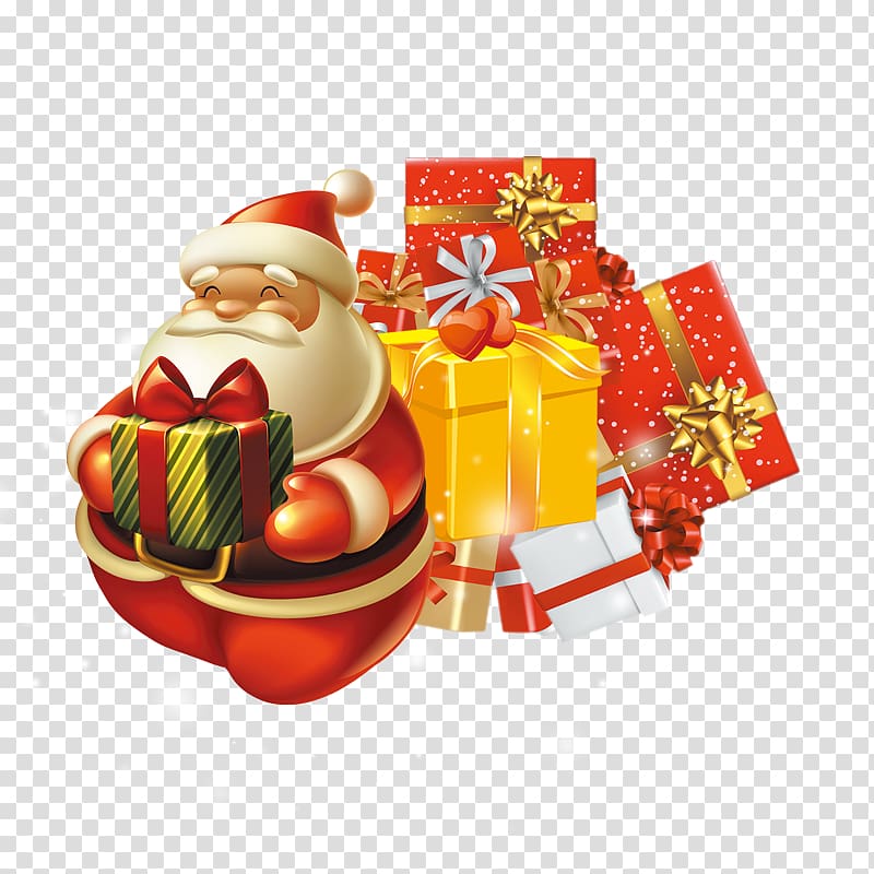 Santa Claus Christmas gift Christmas gift, Santa Claus and gift box transparent background PNG clipart