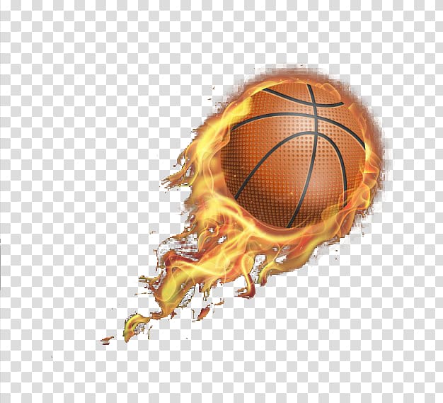orange basketball ball with flame illustration, Basketball Fire Computer file, Fire realistic basketball transparent background PNG clipart