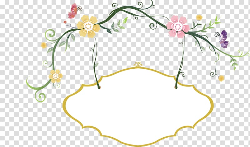 Hashtag Eating, Fresh flowers hand-painted border, yellow and pink flowers illustration transparent background PNG clipart