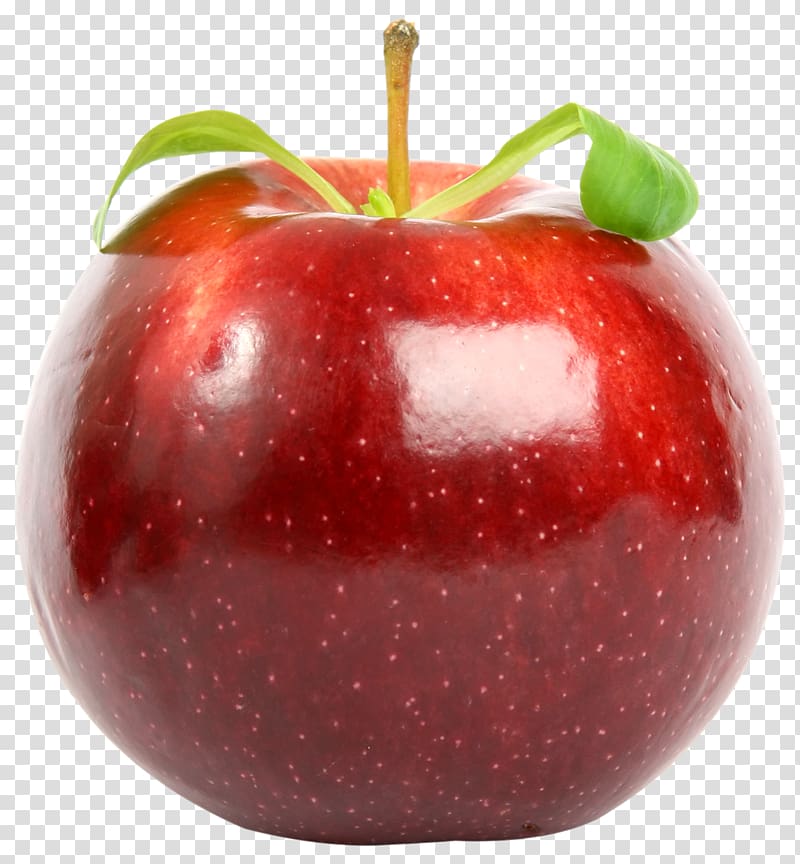 red apple fruit , Apple , Red Apple with Leaf transparent background PNG clipart